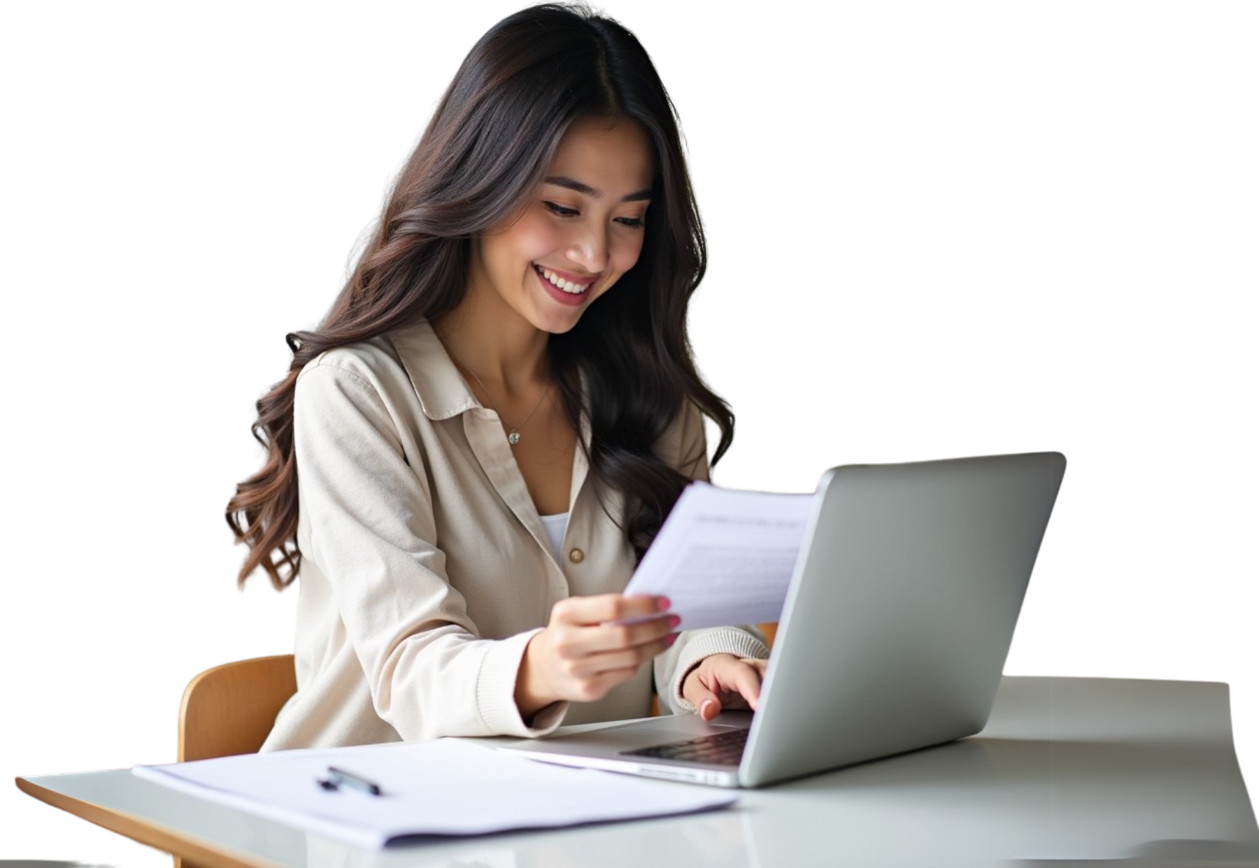 A customer using KabayanXpress while preparing documents for travel